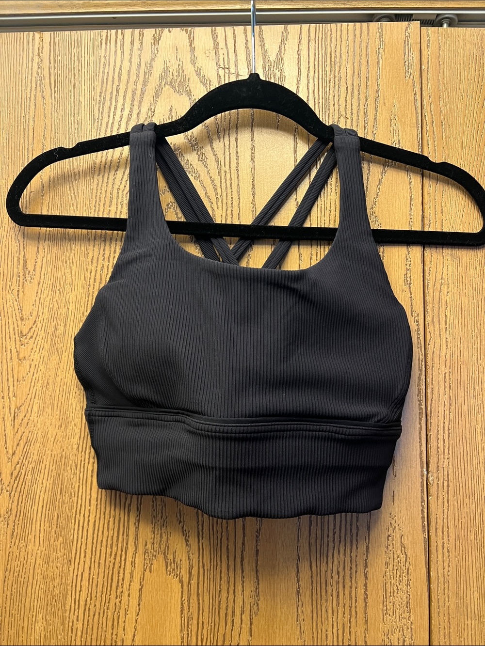lululemon athletica Black Ribbed Strappy Sports Bra